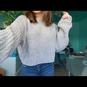 grey cropped sweater